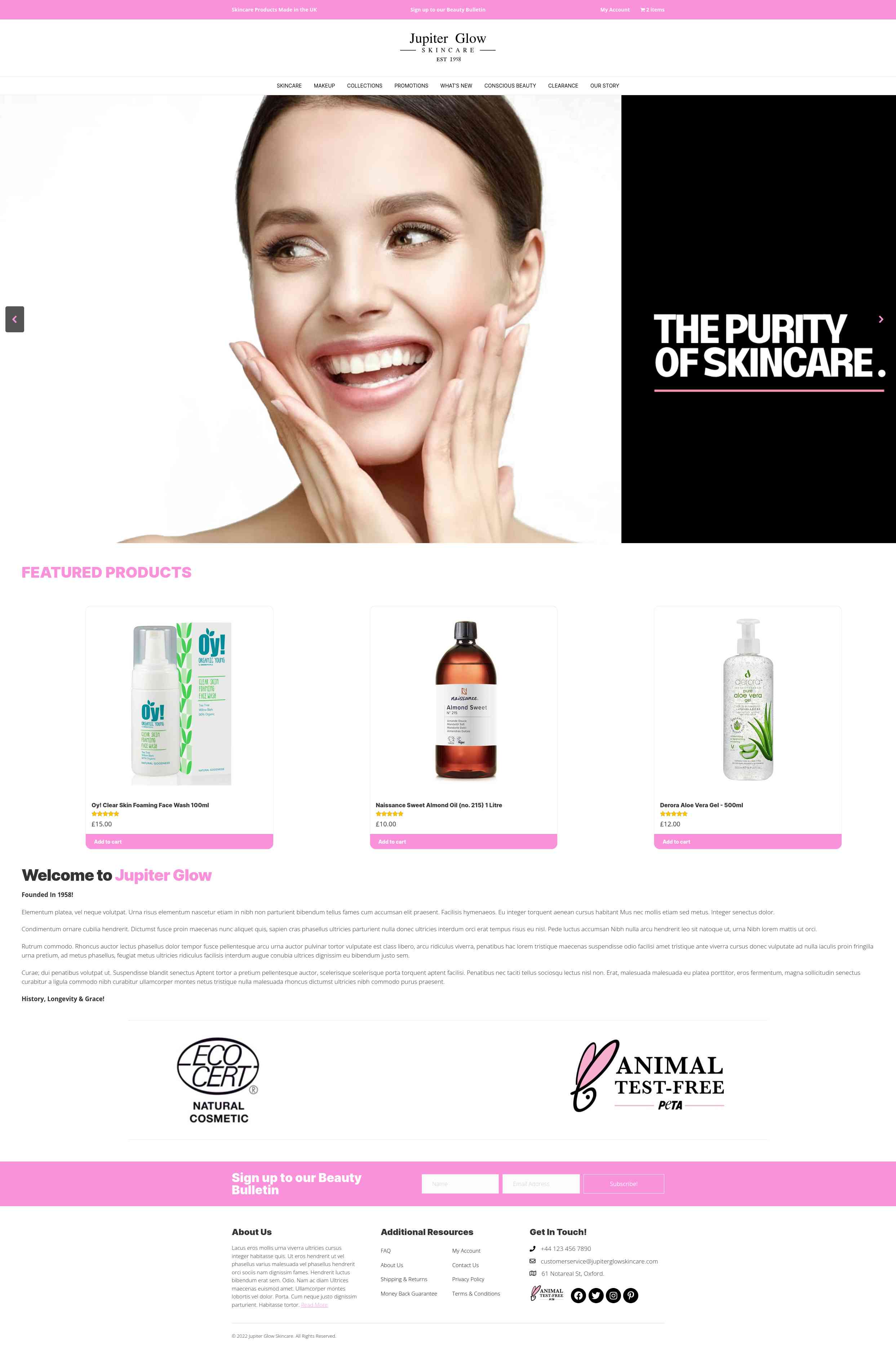 Beauty and skincare online store example